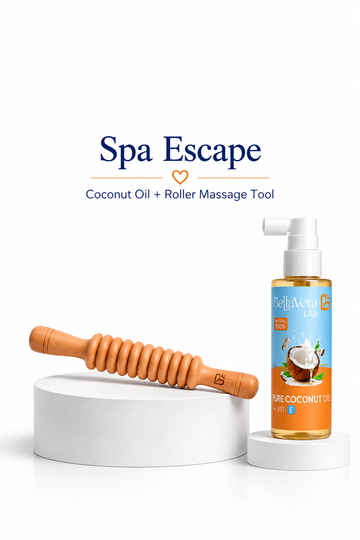 Spa Escape Bundle (Multi-Ring Roller Wooden Massage Tool + Pure Coconut Oil)